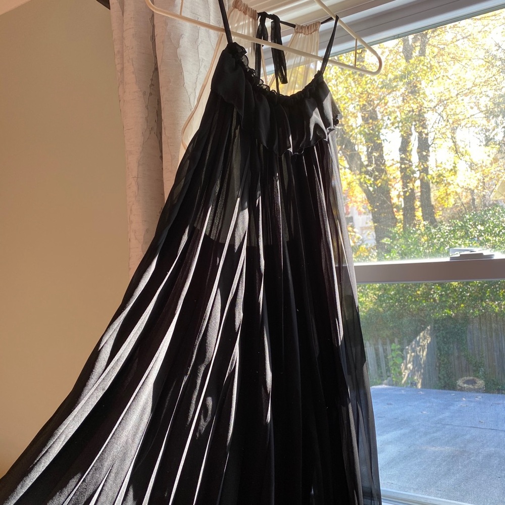 Anthropologie McGinn pleated Black Nude Dress